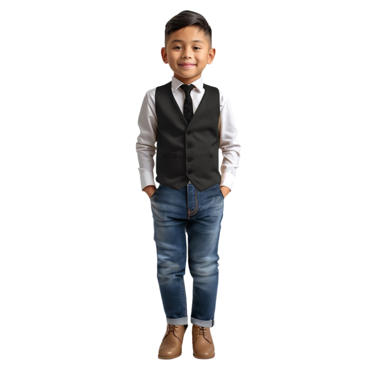 Zegarie Black Vest: Sharp Look for Boys. Dress It Up or Down. Cool Style.