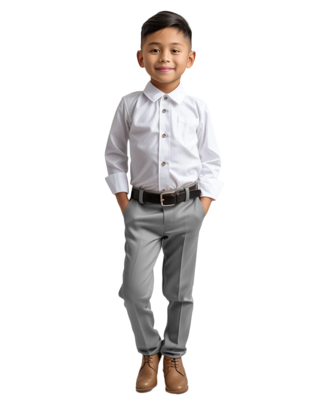 Sharp Light Grey Boys' Suit Pants - Effortless Style for Little Gentlemen.